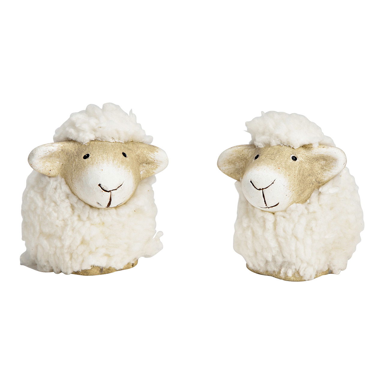 Schaap van witte klei, imitatiebont 2-voudig, (B/H/D) 7x7x7cm Schaap van witte klei, imitatiebont 2-voudig, (B/H/D) 7x7x7cm