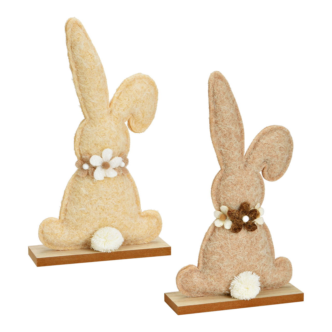 Hase mit Blumenkette aus Textil/Holz, 2-fach, Weiß/Beige (B/H/T) 18x30x6cm Essen, Süßigkeiten, Plüsch, Spielzeug