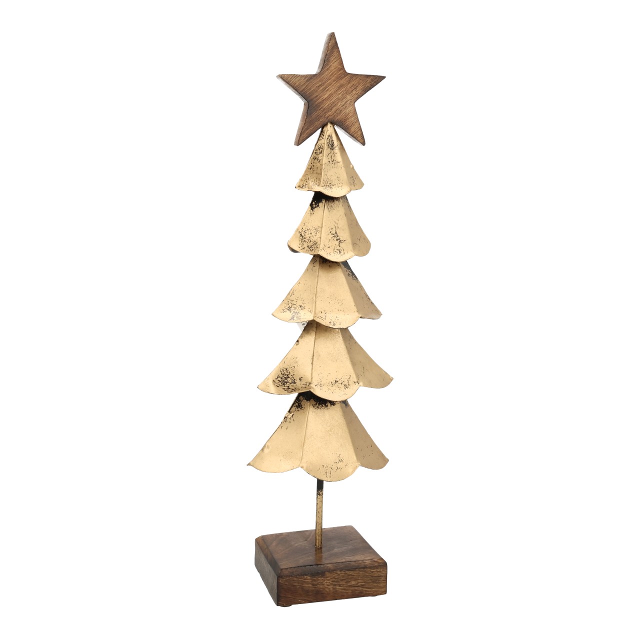 Kerstboom met ster van bruin metaal (B/H/D) 13x46x9cm Puppe, Spielzeug