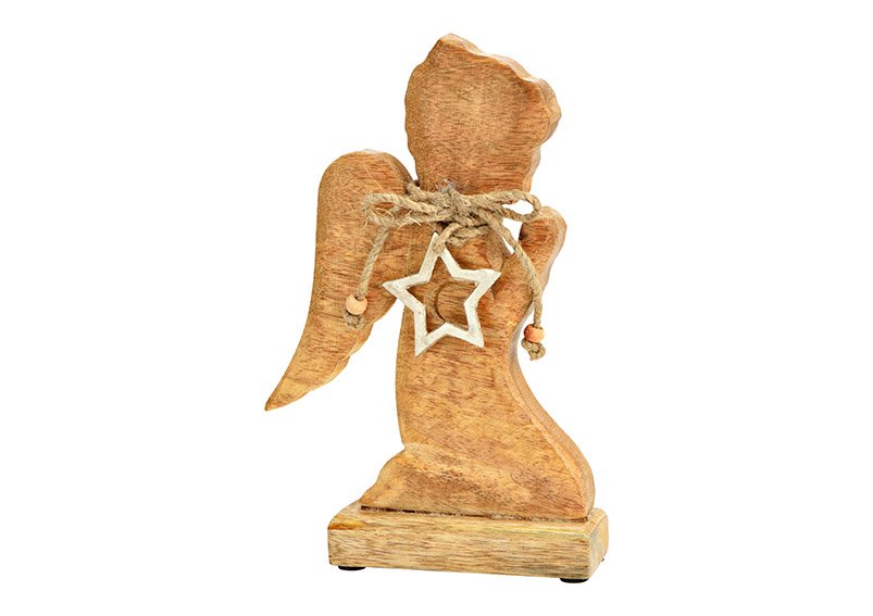 Angel with star pendant mango wood brown (W/H/D) 16x25x5cm
