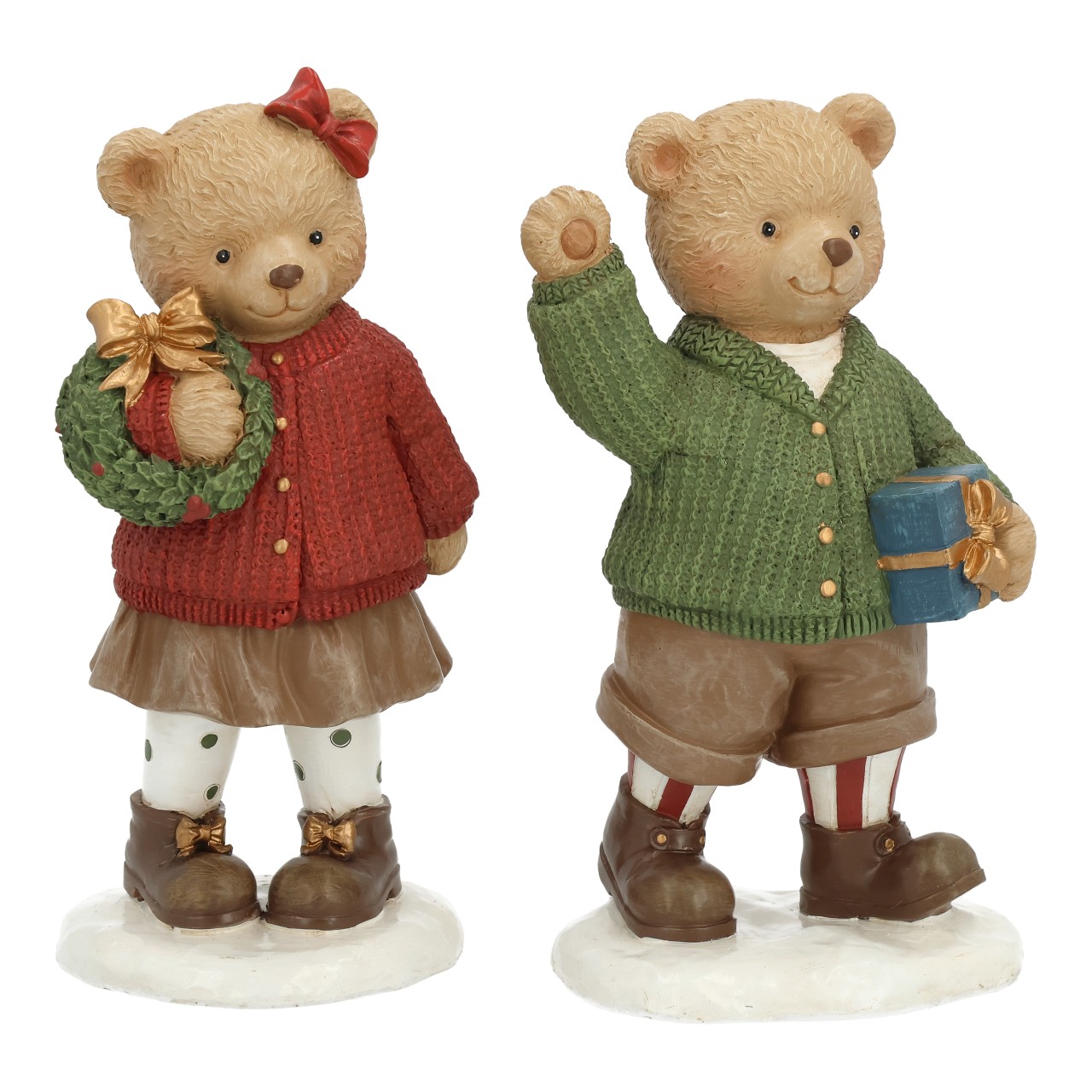 Oso con corona de polietileno Colorido 2 surtidos (A/A/A) 9x18x7cm Teddybären, Winterkleidung, strickjacke, braune Stiefel, Geschenkboxen