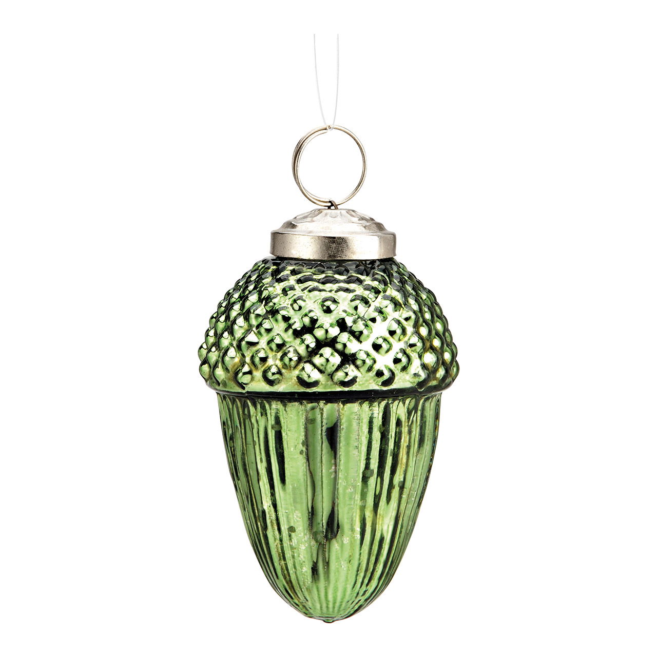 Pendentif de Noël noisette de chêne en verre vert (L/H/P) 6x9x6cm