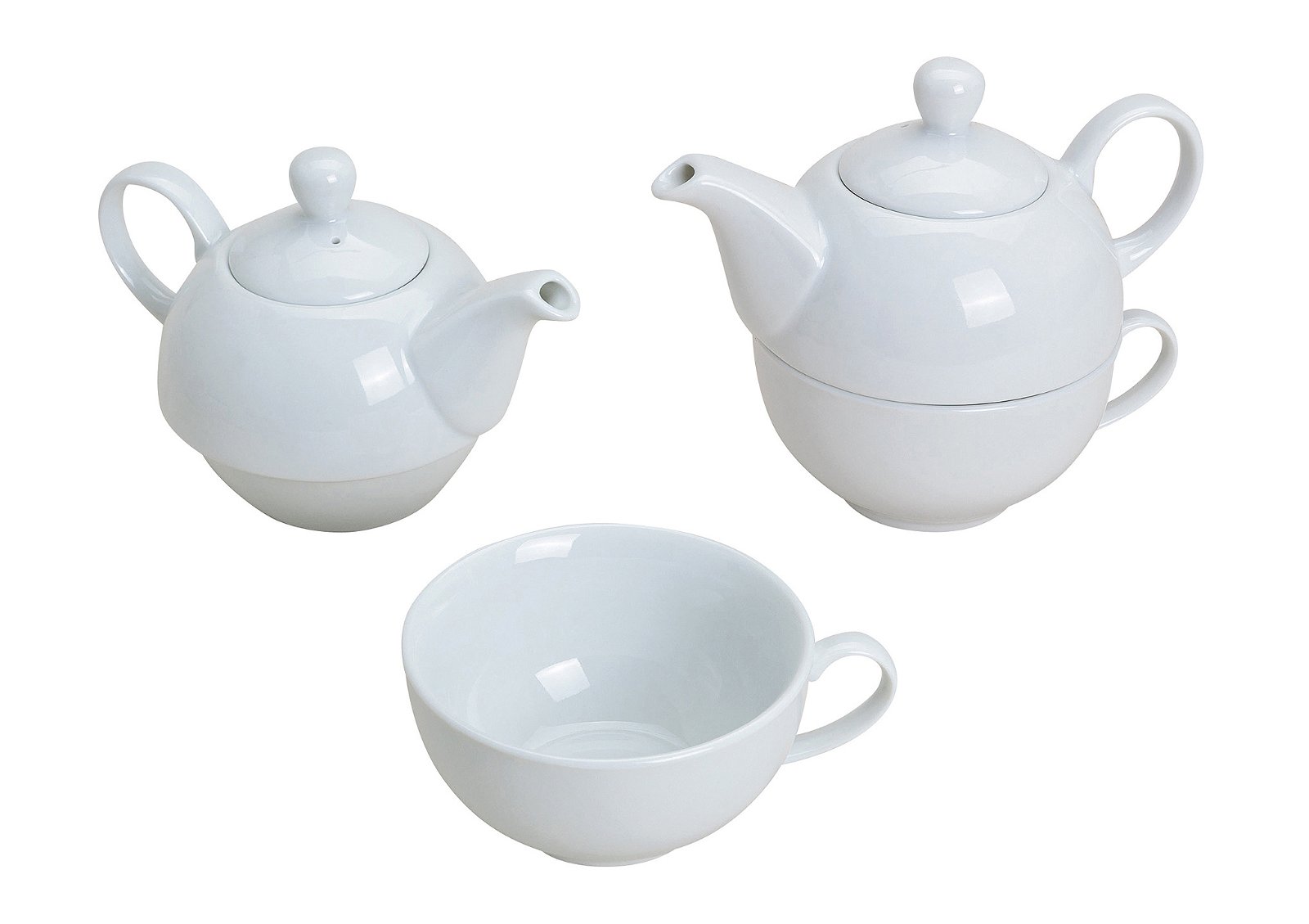 Teekannen-Set aus Porzellan Weiß, 2-teilig, (B/H/T) 17x12x11 cm