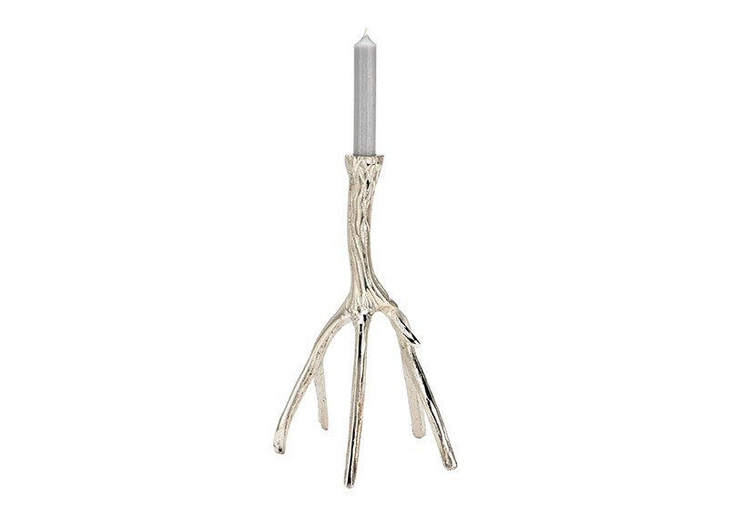 Candle holder antlers metal silver (W/H/D) 17x32x12cm