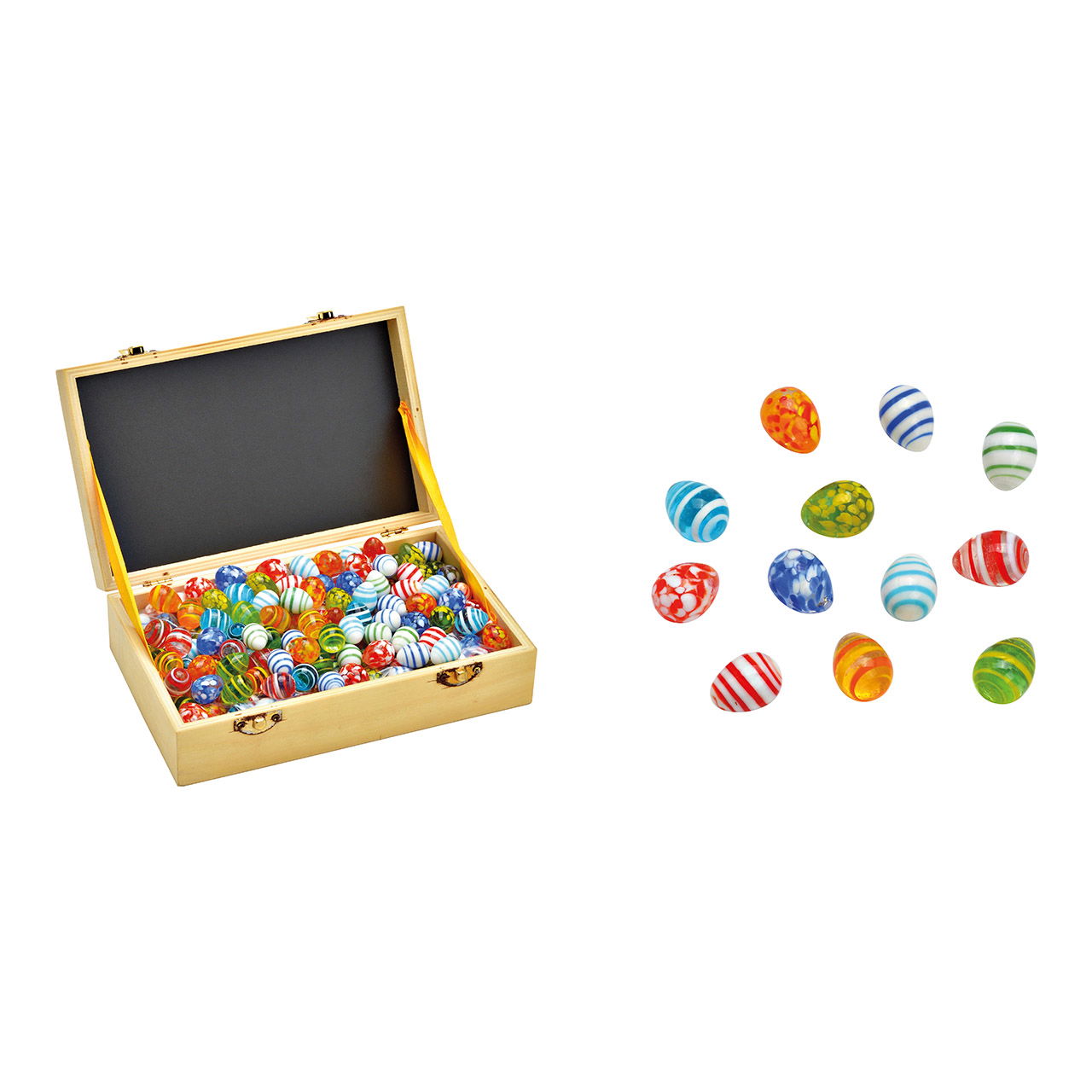 Ostereier aus Glas Bunt 12-fach, (B/H/T) 1,5x2x1,5cm Ostereier aus Glas Bunt 12-fach, (B/H/T) 1,5x2x1,5cm