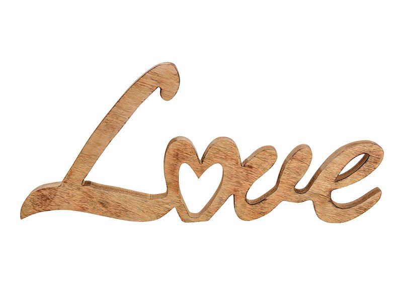 Stand lettering, love, made of mango wood brown (w / h / d) 54x24x3cm