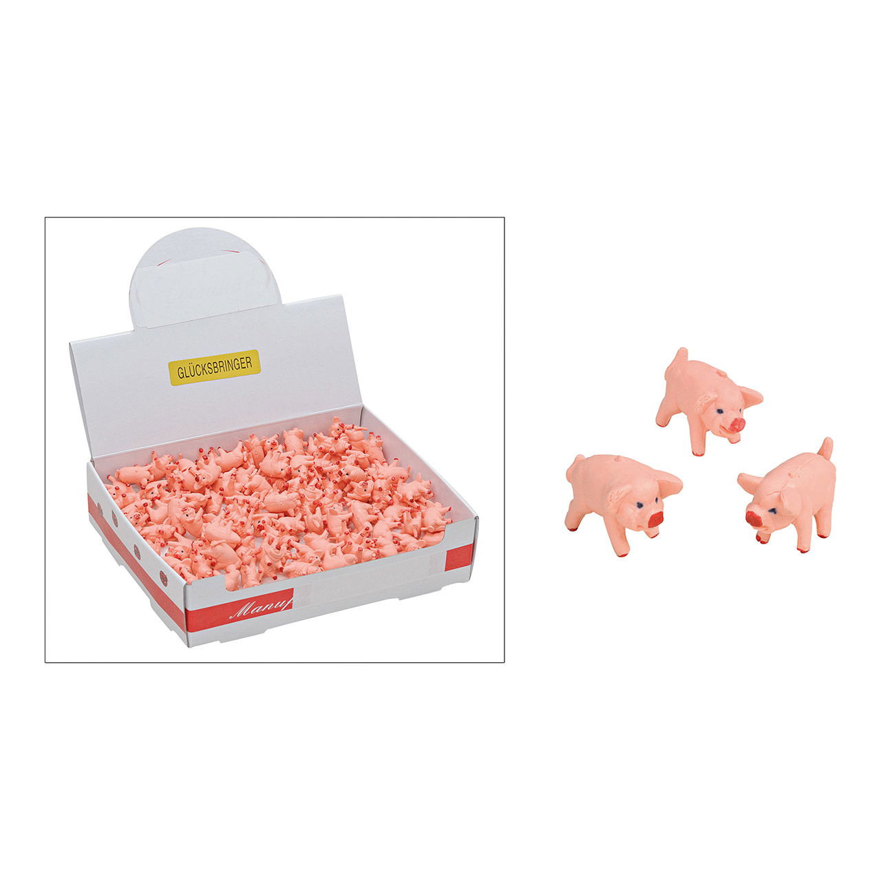 Cochon porte-bonheur avec queue annelée en plastique (L/H/P) 2x1.5x1 cm Cochon porte-bonheur avec queue annelée en plastique (L/H/P) 2x1.5x1 cm