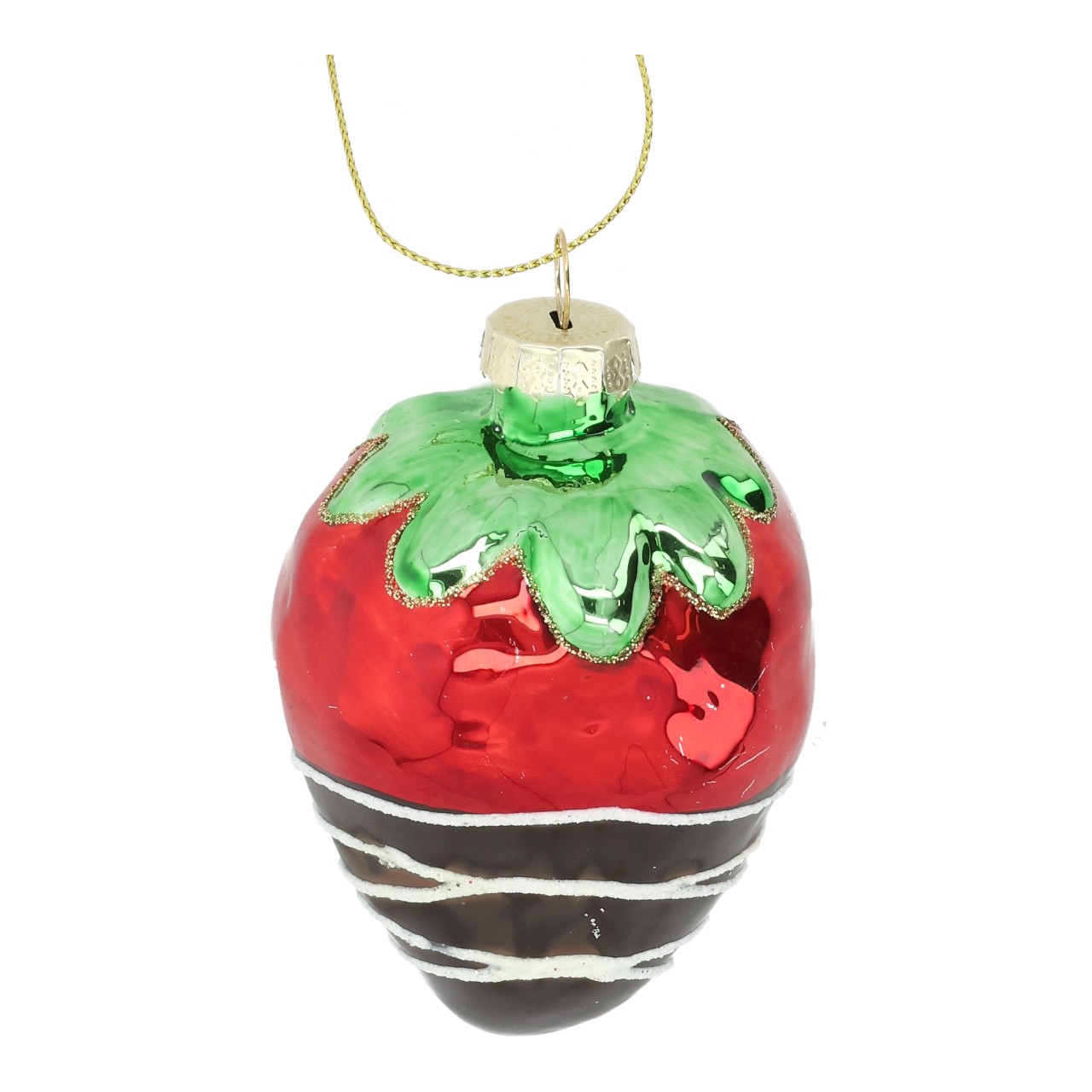 glasornament, erdbeerornament, rot gruen ornament, hängevbauble, weihnachtsdeko
