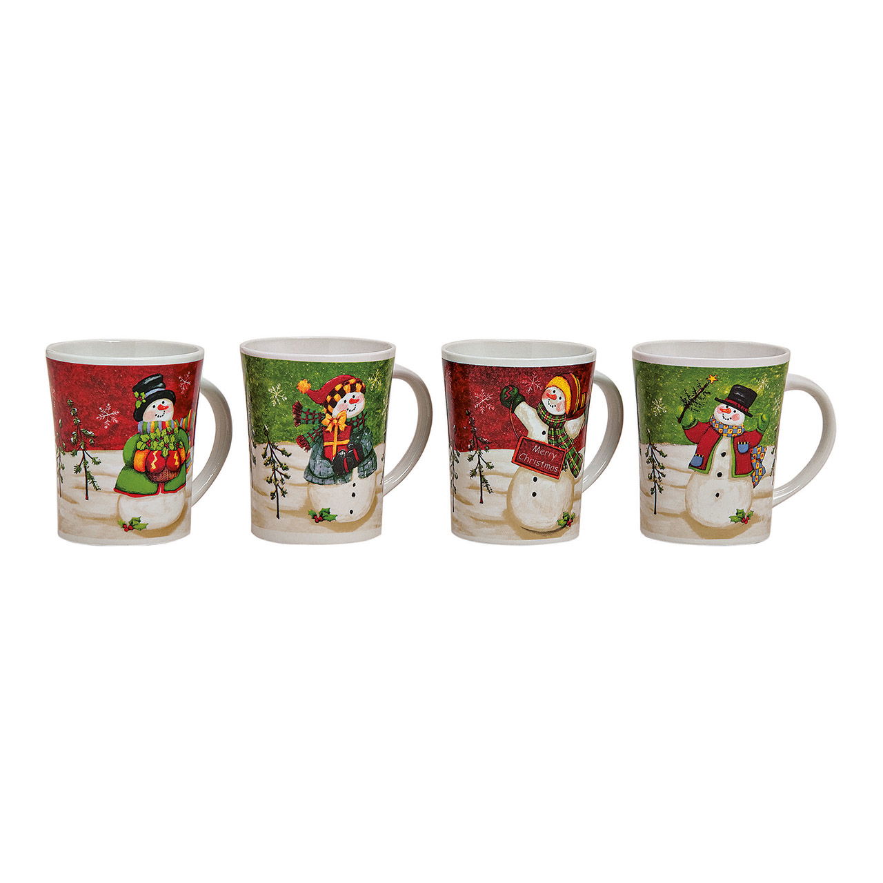 Tazza in ceramica con pupazzo di neve, 4 assortiti (L/A/D) 12x11x9 cm, 350 ml