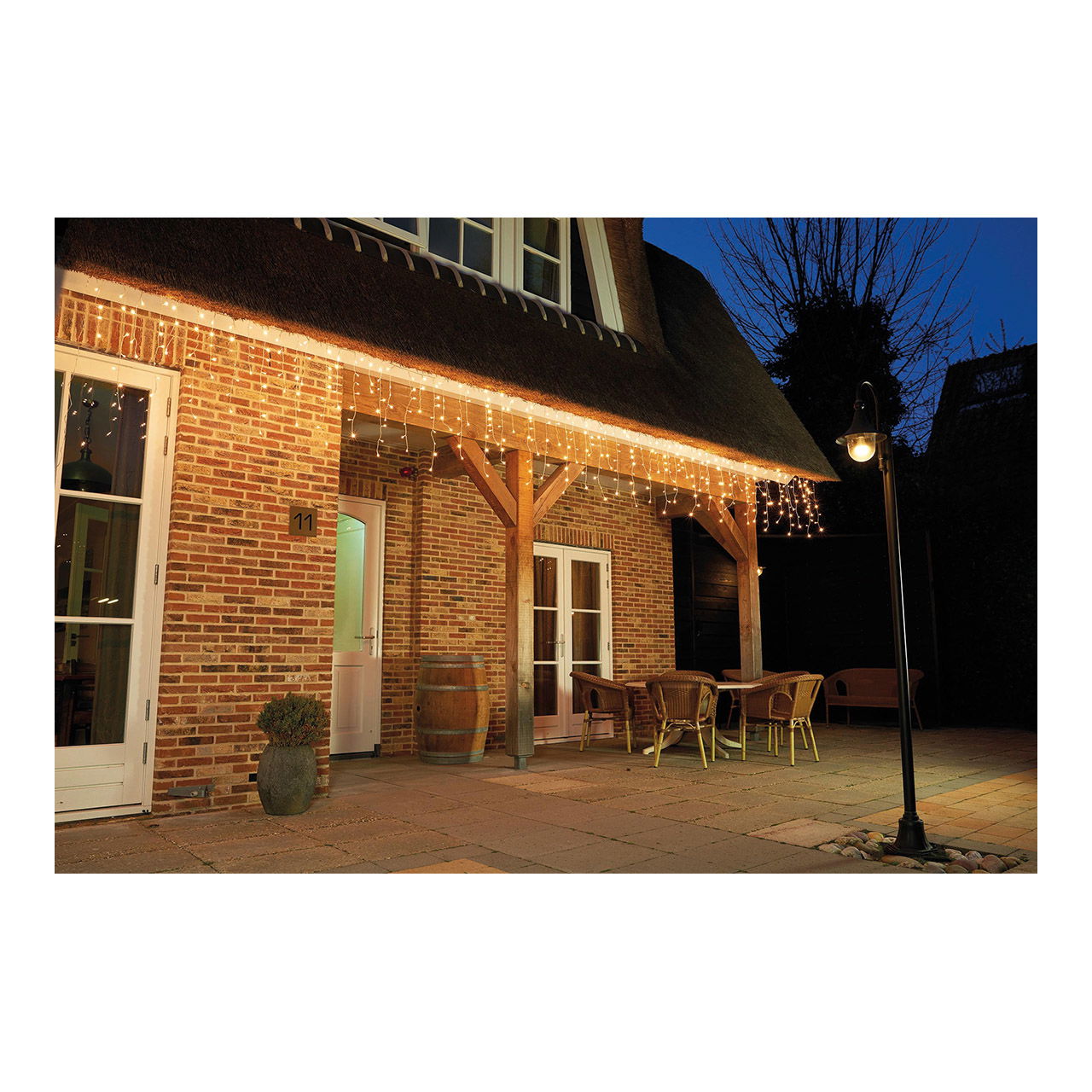 Lichterkette Icicle Lights Transparent 360l/720x60cm Led Warm Weiß - 5m Zuleitung Ip44 Transfo An/ 8/16s Timer / Aus