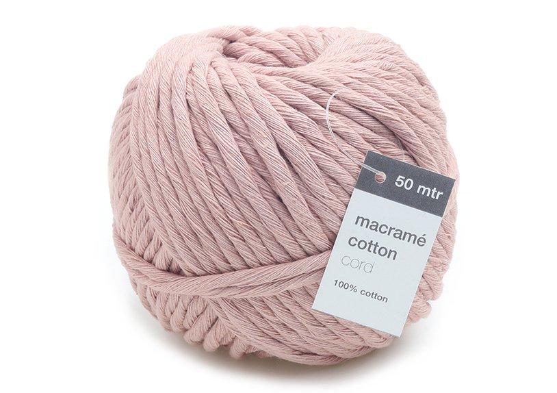 Cinta de embalaje MACRAMÉ Cordón de algodón 50mxØ5mm, Rosa/Rosa, 100% algodón, 1059.5005.12