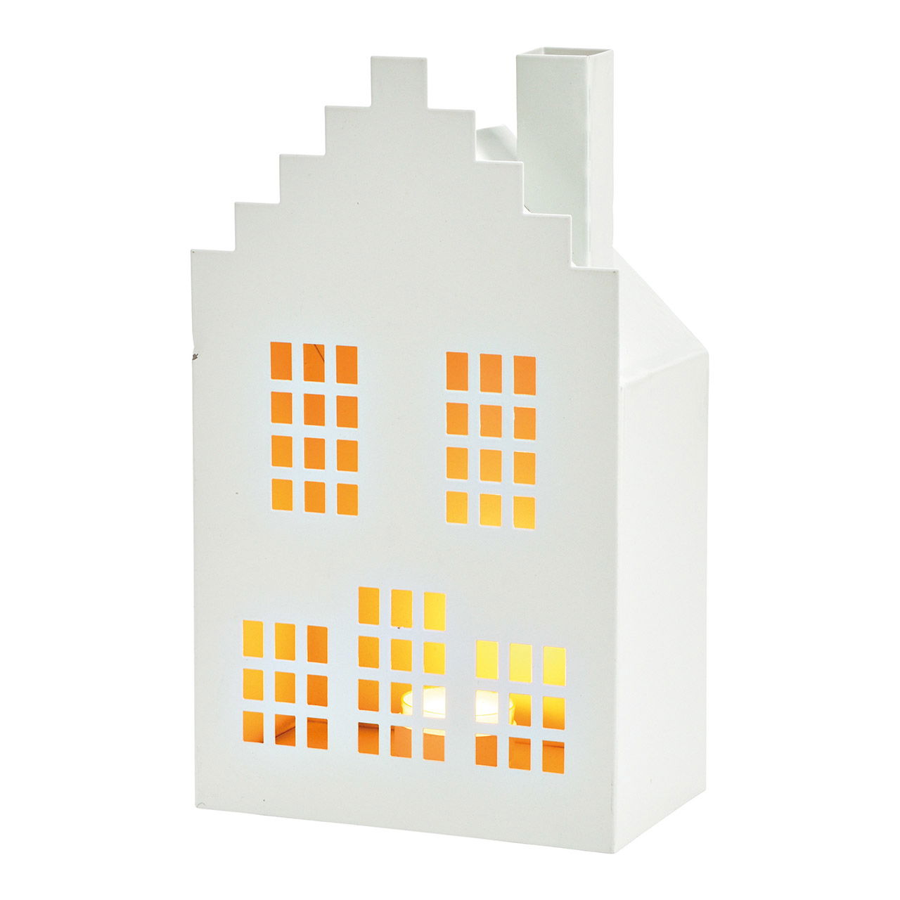 Windlicht Haus aus Metall, Weiß (B/H/T) 15x25x9cm Windlicht Haus aus Metall, Weiß (B/H/T) 15x25x9cm