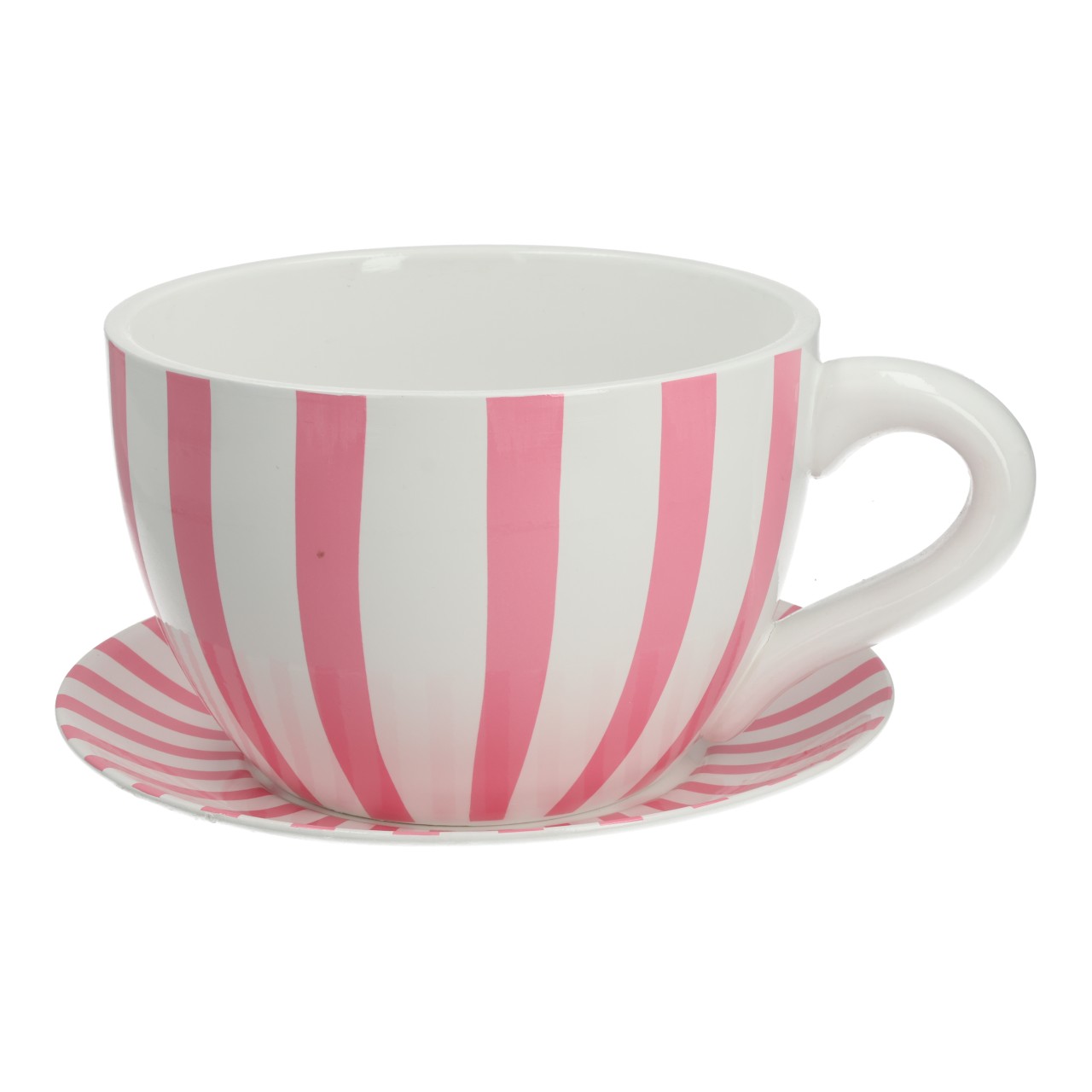 Vaso da fiori a righe in ceramica rosa (L/A/P) 36x16x28 cm Teetasse, Teeservice, Rosa Streifen, Porzellan, Tee-Geschirr