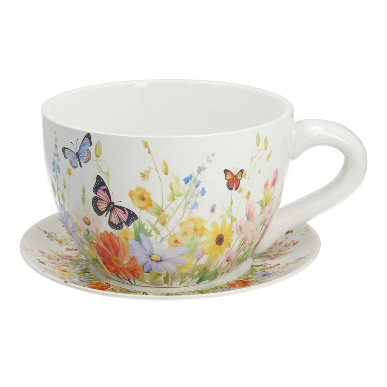 Tasse, Kaffeetasse, Blumenmuster, Porzellan, Schmetterling