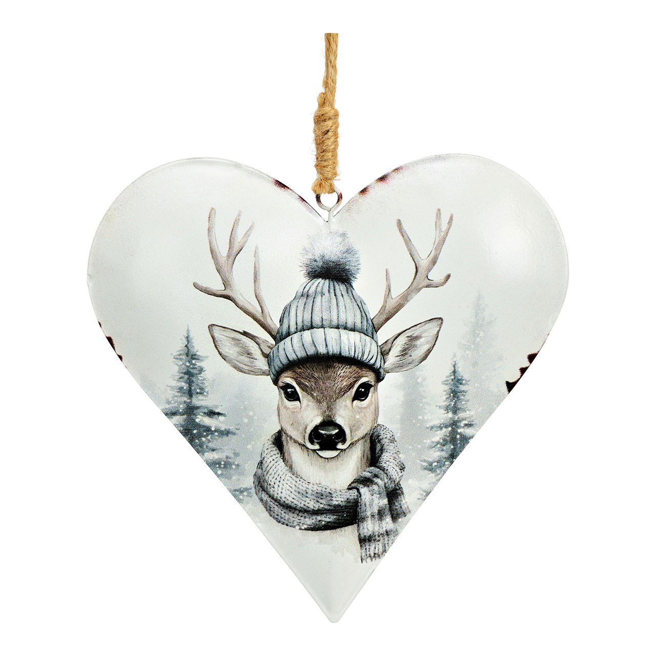 Hanger hart hert decor gemaakt van metaal, grijs (B/H/D) 15x15x2cm