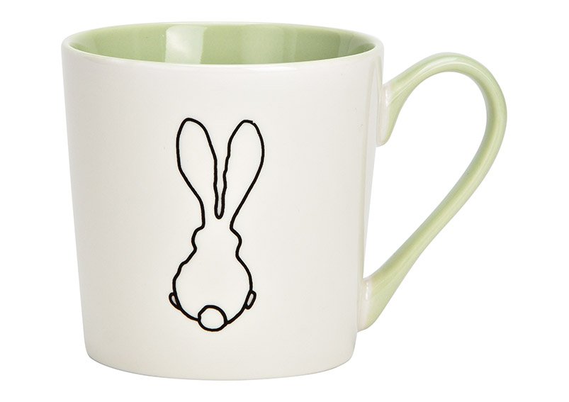 Mug bunny decor porcelain white (W/H/D) 13x9x9cm 350ml