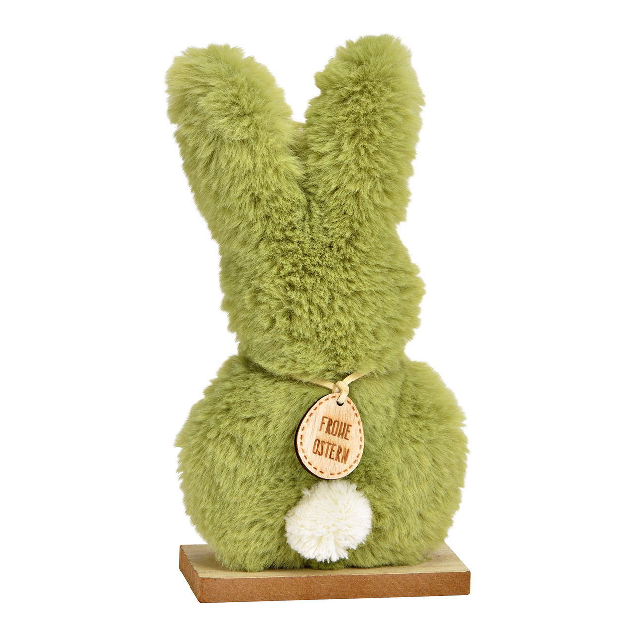 Stand rabbit made of plush on a wooden base green (W/H/D) 10x19x5cm