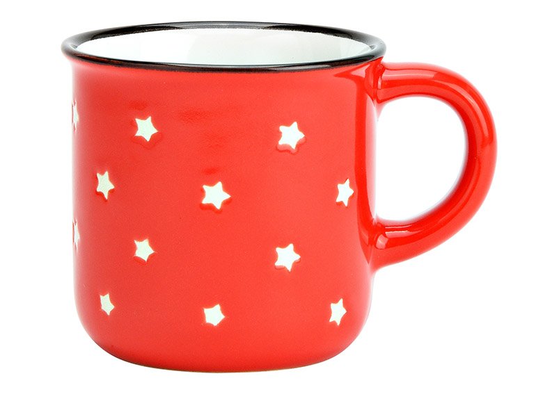 Mug stoneware espresso star red (W/H/D) 6x6x6cm