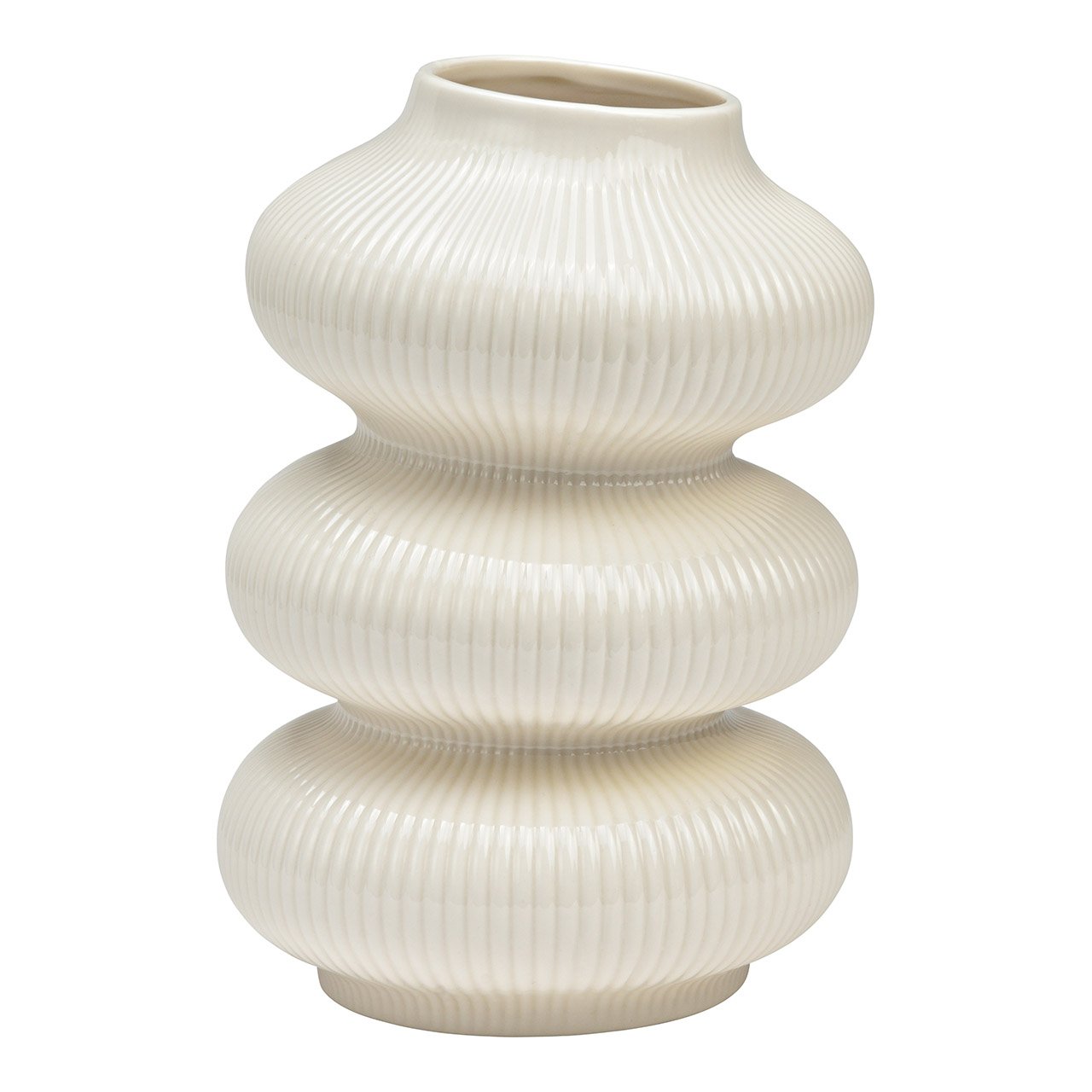 Vase gestreift aus Keramik Weiß (B/H/T) 14x20x14cm