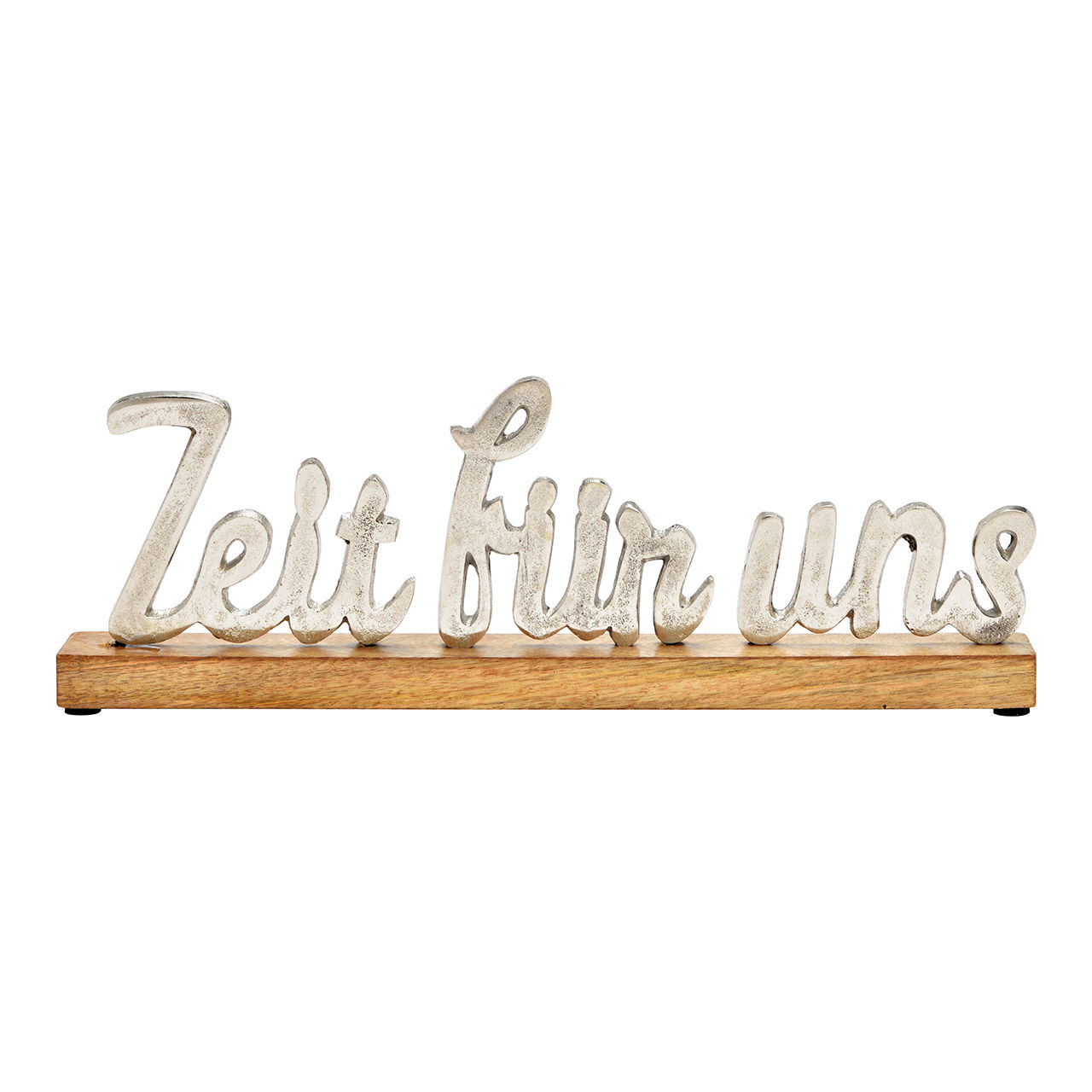 Espositore Lettering, time for us, su base in legno di mango in metallo (L/H/D) 40x14x5cm