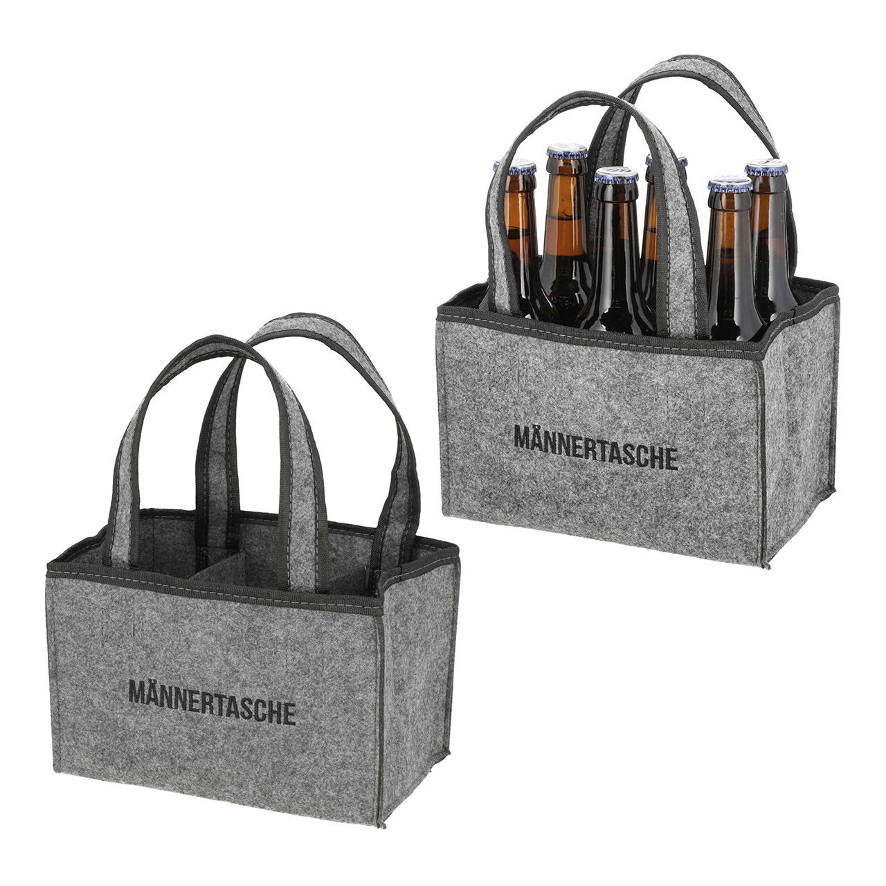 Tas Sixpack heren handtas van vilt Grijs (w/h/d) 23x15x15cm