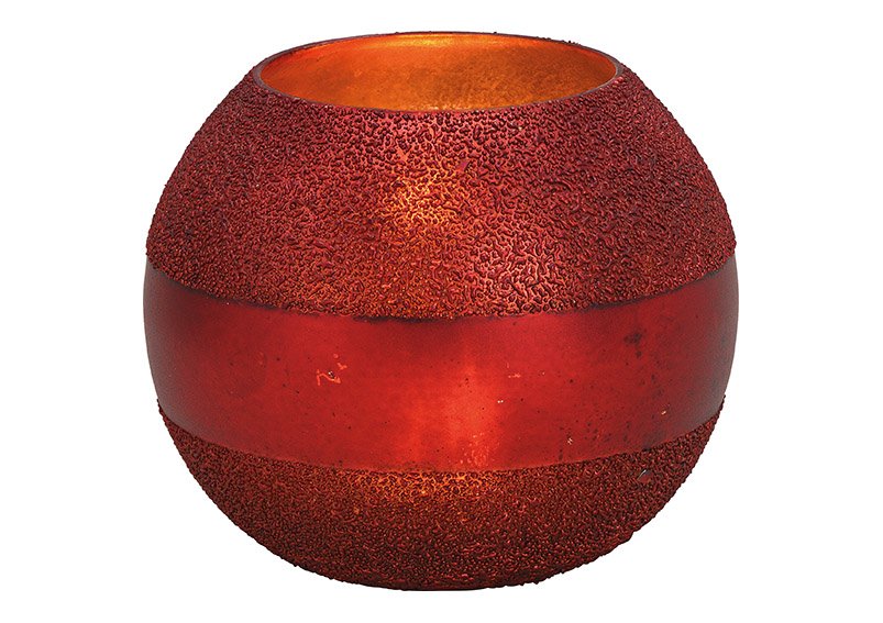 Glazen lantaarn rood (w/h/d) 16x13x16cm