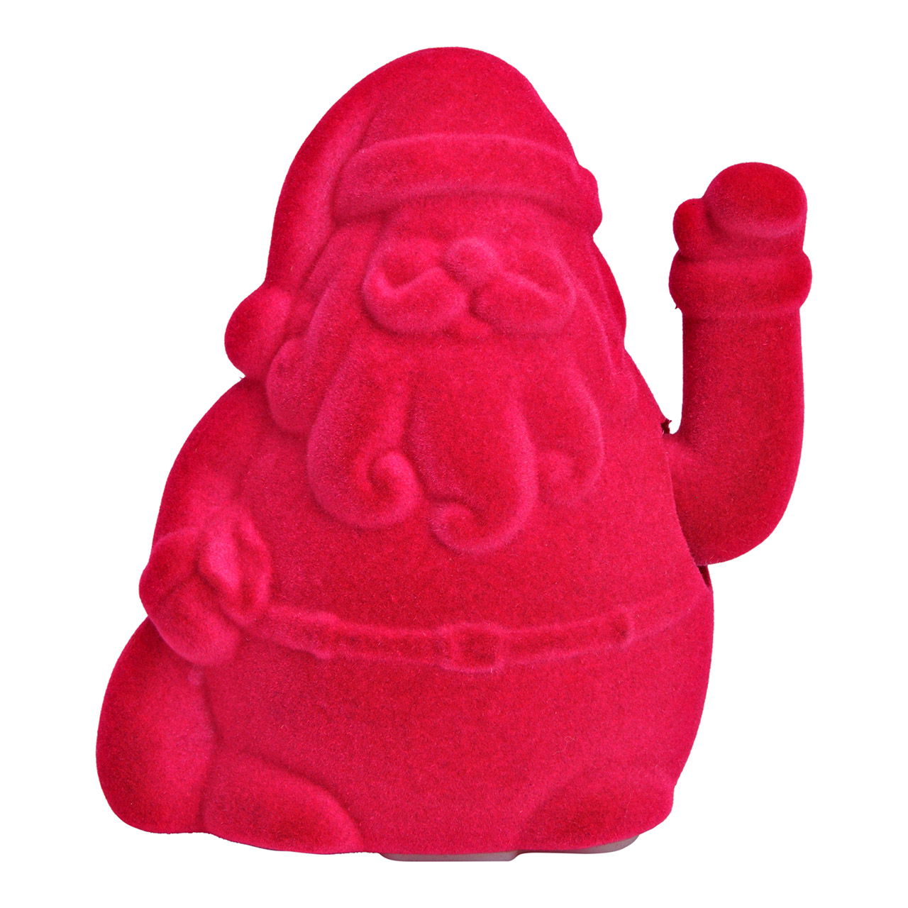 Waving Santa Claus flocked made of plastic, pink/pink (W/H/D) 14x15x10cm (excl. 1xAA) Plüsch, Spielzeug, Töpferei