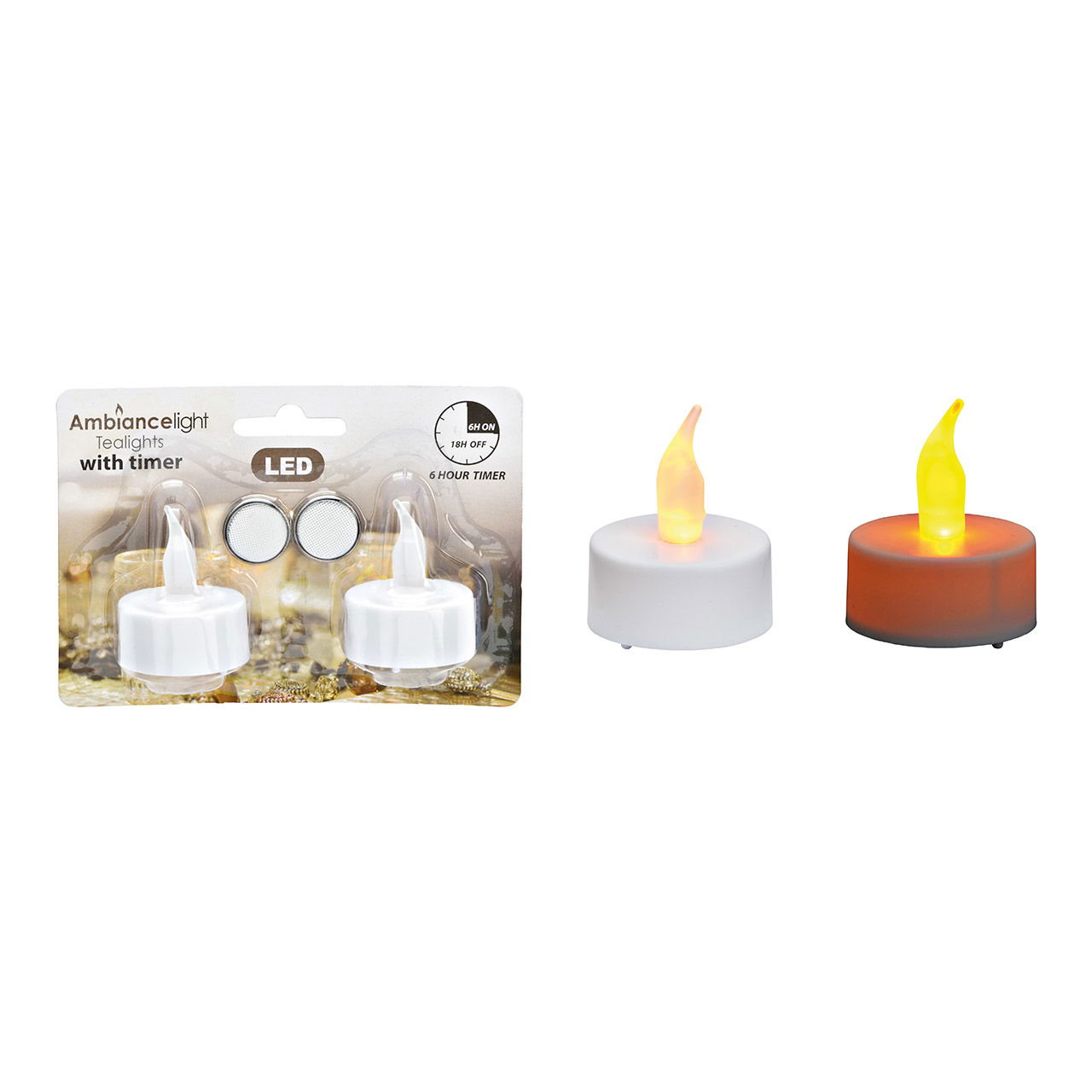 Set di tea light a LED con timer CR2032 incl. set di 2, in plastica bianca Ø3,8cmx1,8cm