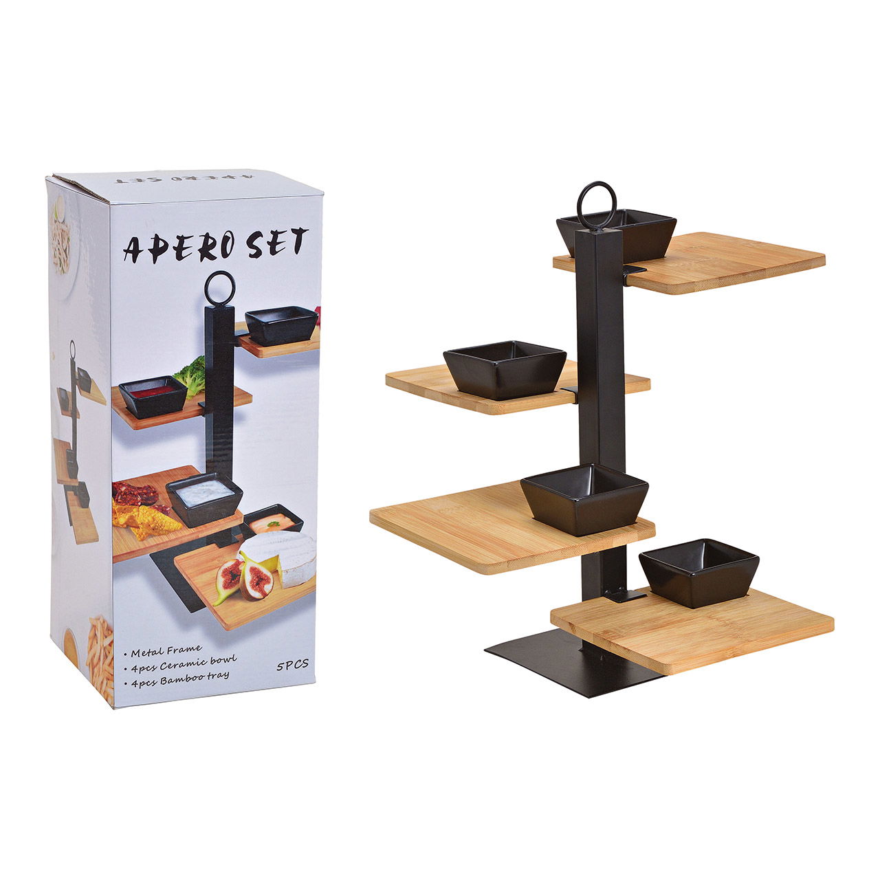 Aperoset Bambus, Metall, Keramik Schwarz 5er Set, (B/H/T) 32x35x32cm Aperoset Bambus, Metall, Keramik Schwarz 5er Set, (B/H/T) 32x35x32cm