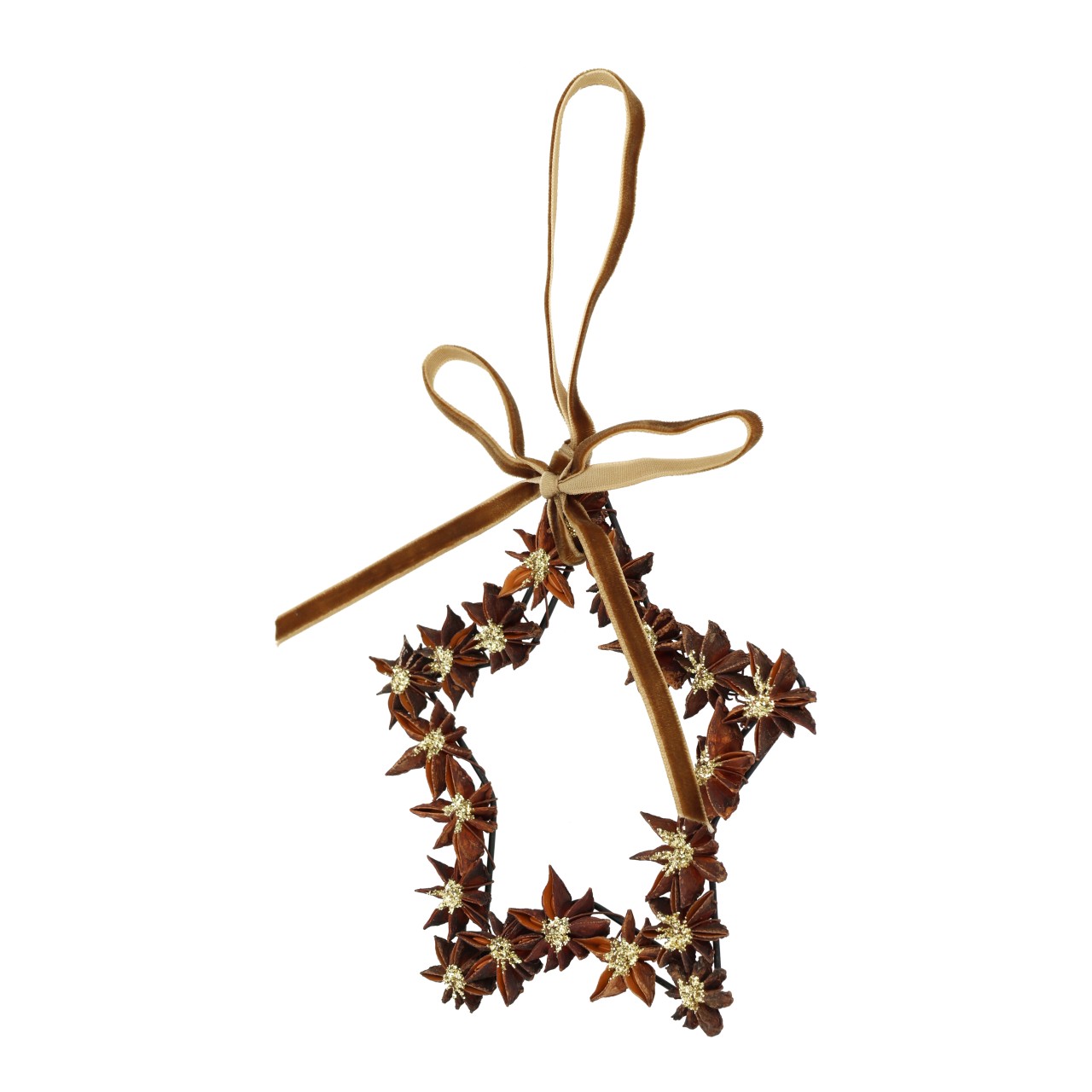 Hanger ster met steranijs van natuurlijk materiaal bruin (B/H/D) 14x14x1cm Zubehor