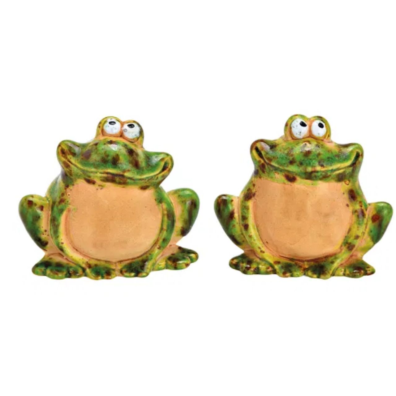 Frosch Figurinen, Keramikfrösche, grün braun, Paarfiguren, niedliche Dekoration