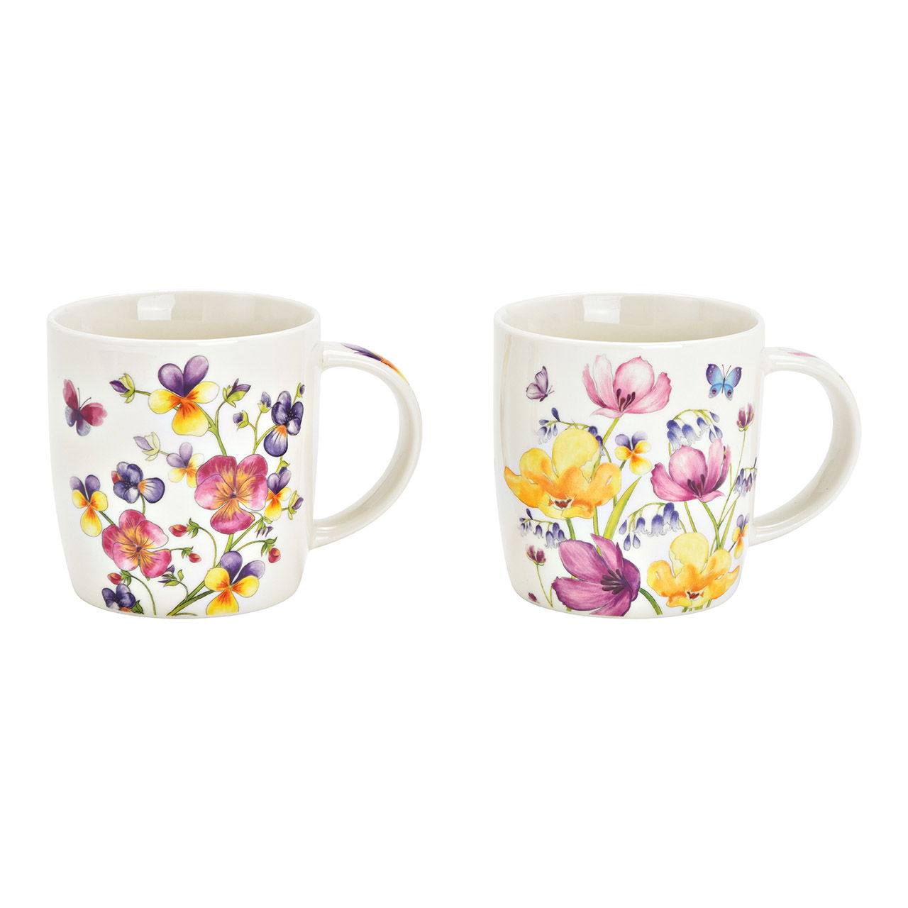 Mug porcelain floral decor 2-fold, (W/H/D) 12x10x9cm