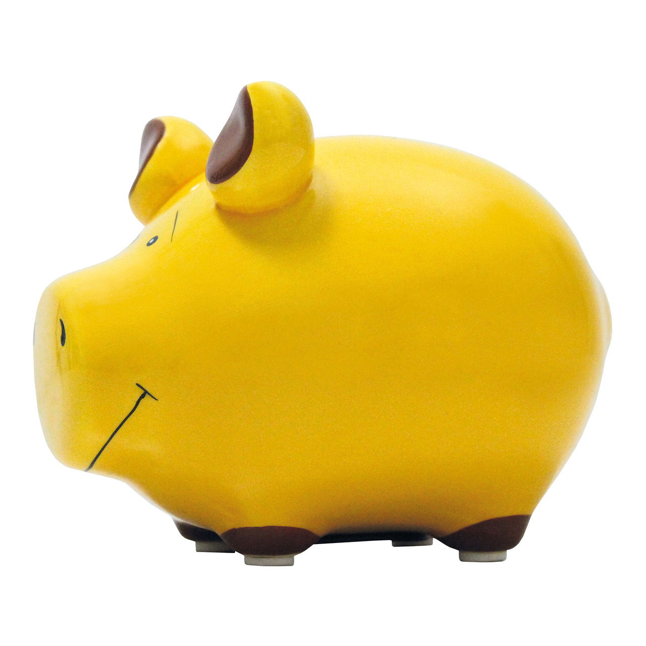 KCG ceramic piggy bank, yellow (W/H/D) 12.5x9x9cm small pig