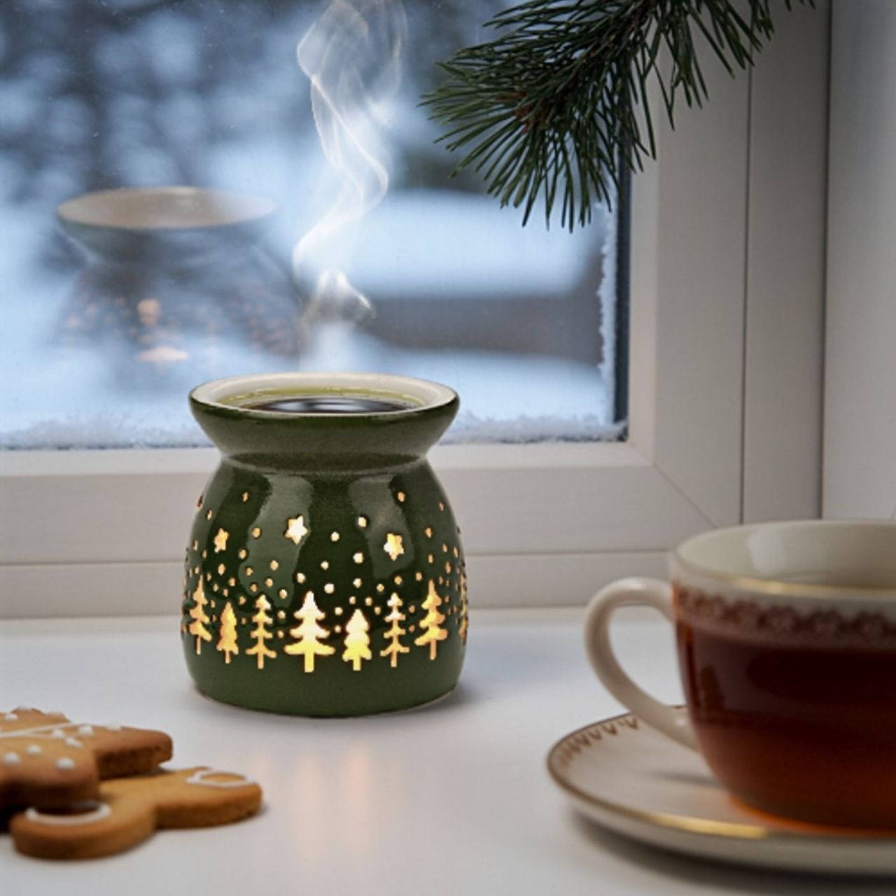 Geurlampje kerstboomdecor van porselein, groen (B/H/D) 10x11x10cm Geurlampje kerstboomdecor van porselein, groen (B/H/D) 10x11x10cm