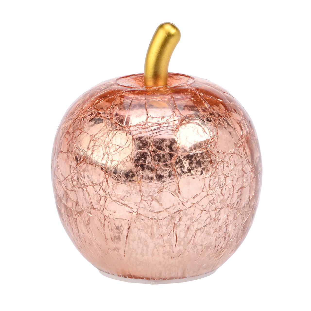 Apfel mit 5er LED aus Glas Pink/Rosa (B/H/T) 7x9x7cm exkl. 3xLR44 Kunststoffapfel, Roségold, verzierte Deko, Dekoobjekt, Schaumglas?