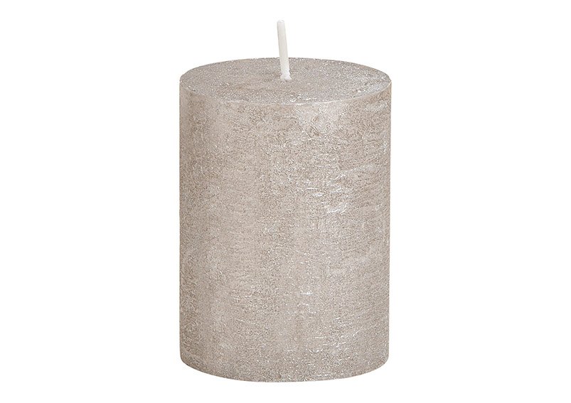 Candle shimmer finish, wax, grey (W/H/D) 6,8x9x6,8cm