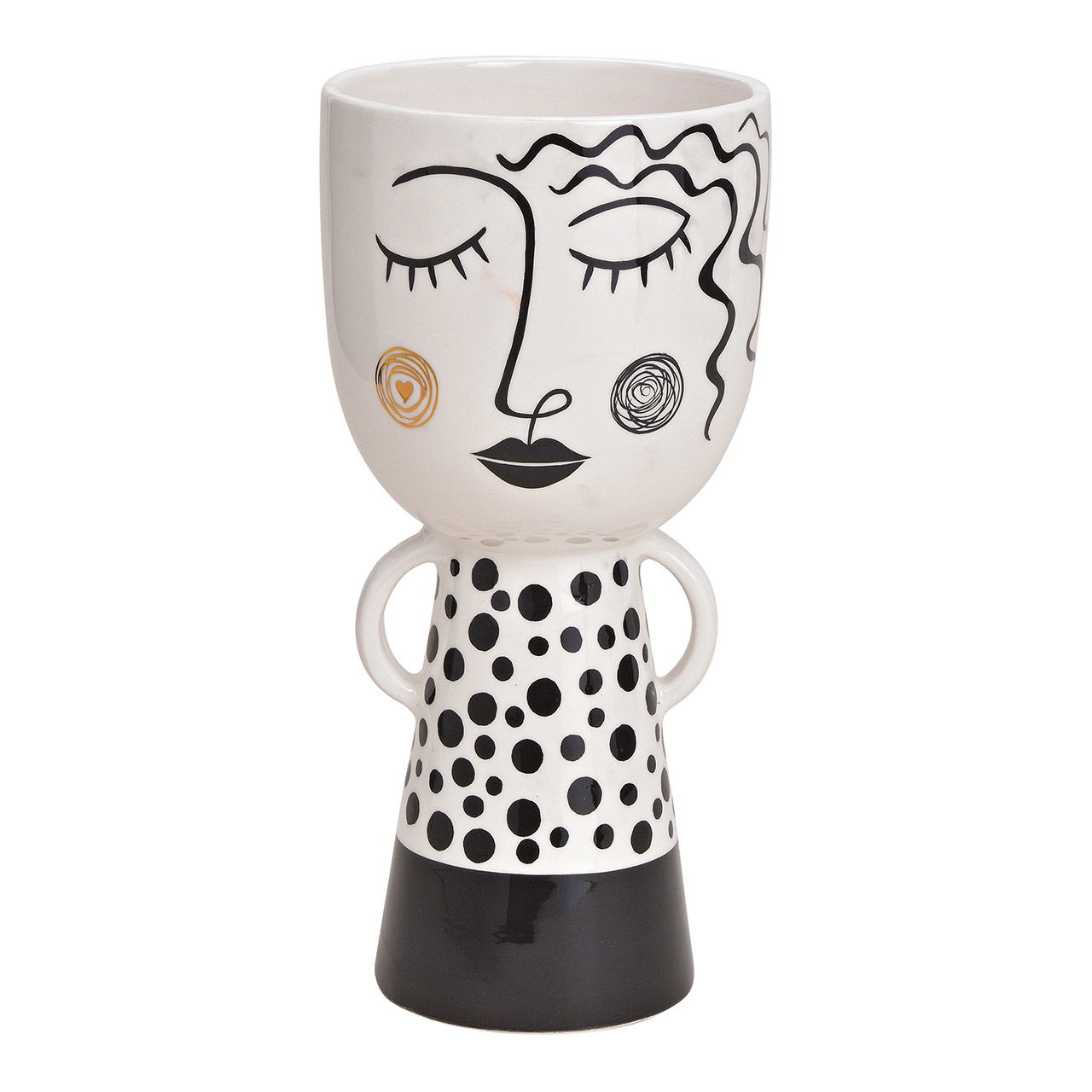 Vaso donna di ceramica Nero, bianco (w/h/d) 14x29x14cm