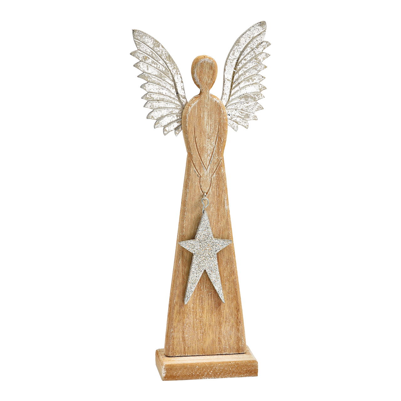 Silver wooden angel stand (W/H/D) 10x26x4cm Silver wooden angel stand (W/H/D) 10x26x4cm