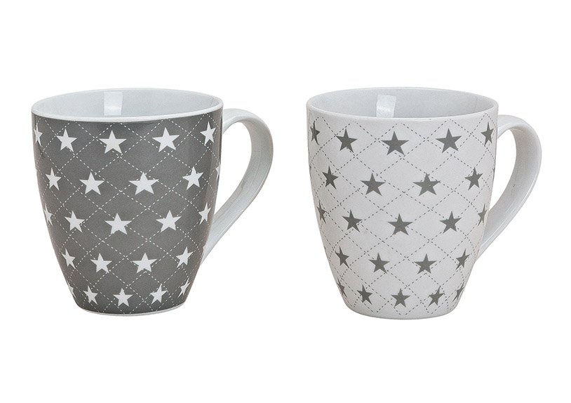 Jumbo mug stars porcelain 3-ass. 11 cm