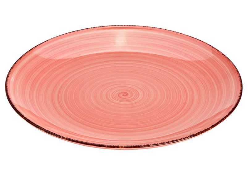 Roze/roze aardewerk bord (w/h/d) 26x3x26cm
