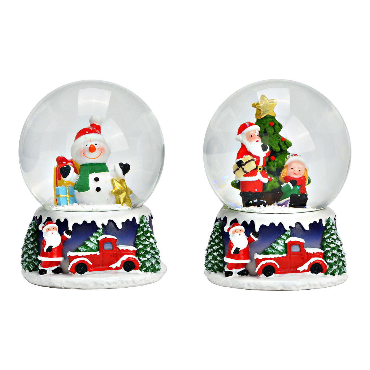 Snow globe Santa Claus/snowman made of poly/glass, 2-fold, colorful (W/H/D) 8x11x8cm
