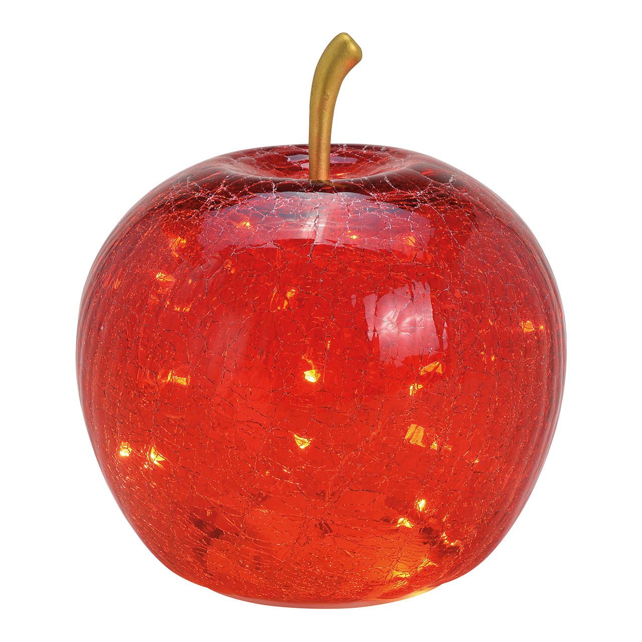 Apple with 20 LEDs with timer made of red glass (W/H/D) 16x17x16cm