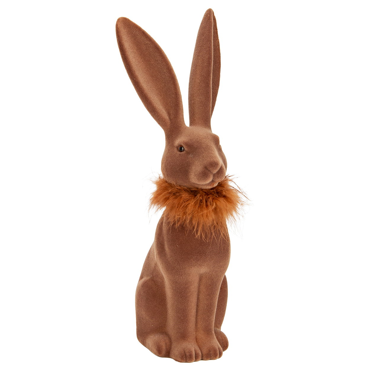 Lapin en plastique floqué, marron (L/H/P) 15 x 40 x 14 cm Hasenfigur, Samtplüsch, Hase, Stola?, Brustkrause?