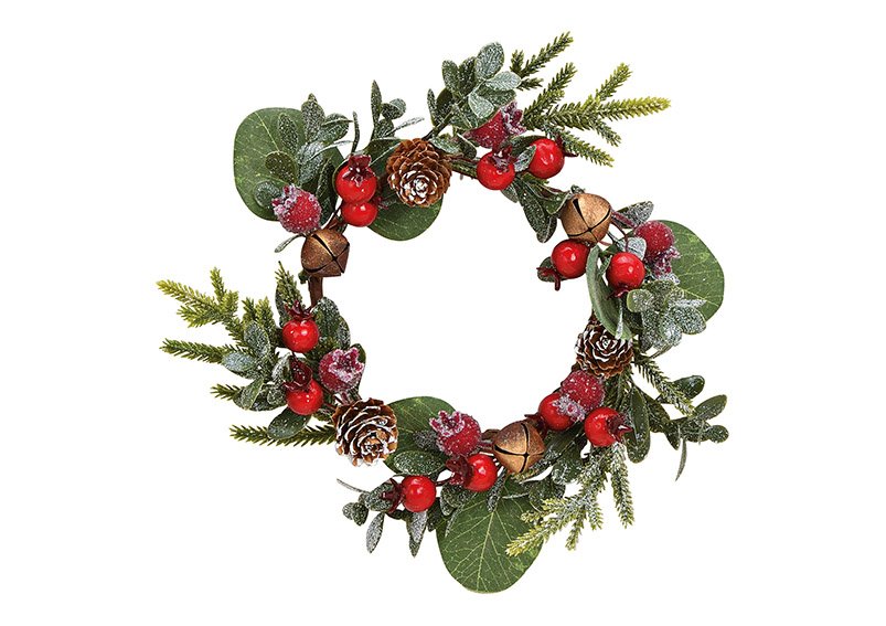Christmas wreath made of plastic green, red (w / h / d) 22x6x22cm