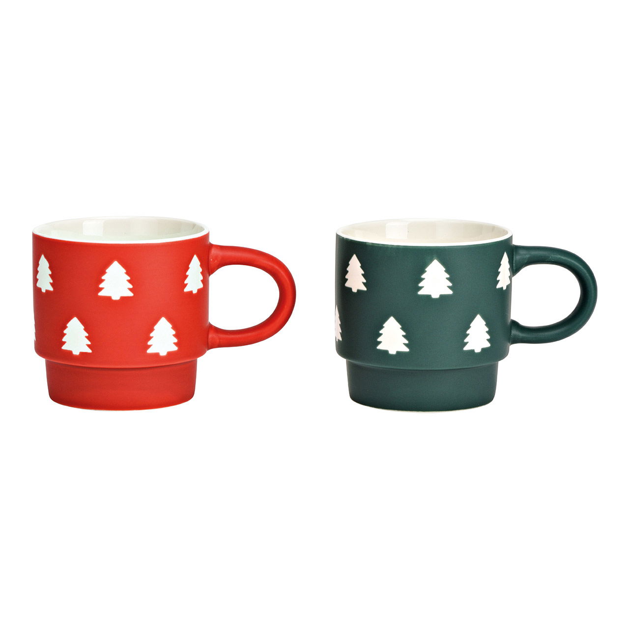 Mug albero di Natale in porcellana verde, rosso 2 pieghe, (L/H/D) 14x9x9cm 300ml