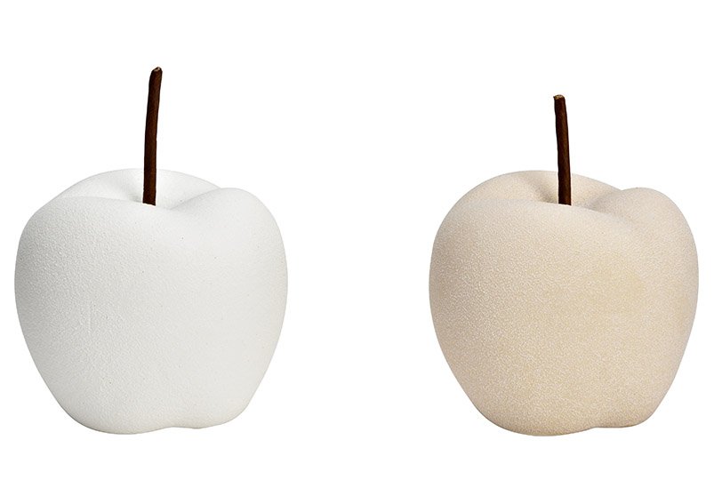 Manzana cerámica beige, blanca 2 pliegues, (An/Al/Fo) 9x12x9cm