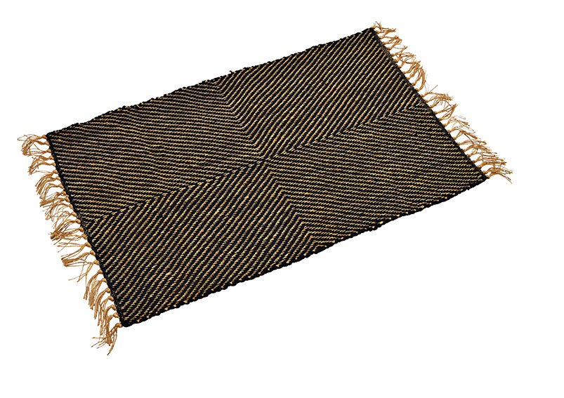 Teppich aus Jute Schwarz, braun (B/H) 80x50cm