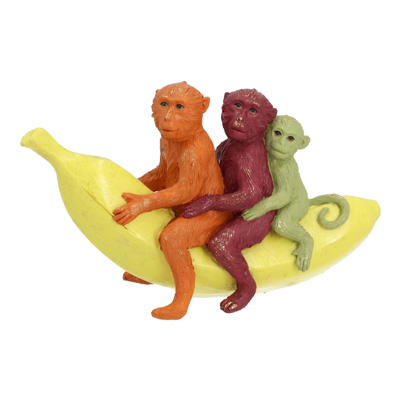 Scimmie su una banana in Poly Bunt (L/A/P) 20x12x7 cm Figur, Affe, Banane, Sitzeinsatz, Monkeys