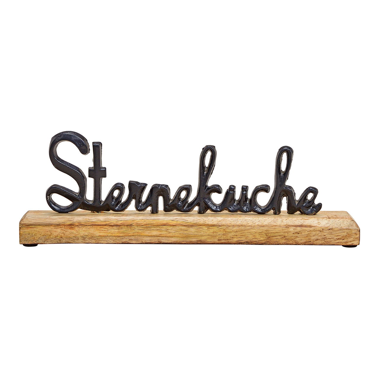 Aufsteller Schriftzug, Sterneküche, auf Holzsockel aus Metall Schwarz (B/H/T) 30x10x5cm