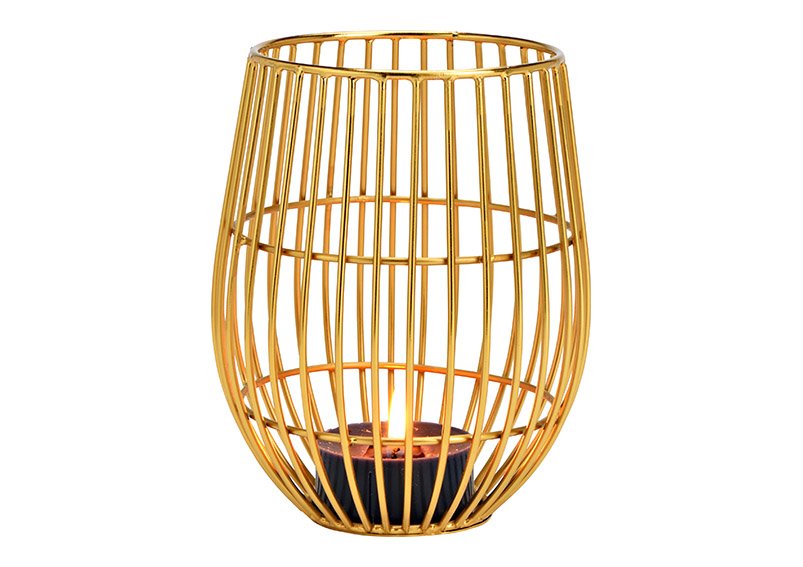 Lámpara de viento de metal dorada (A/H/D) 12x16x12cm